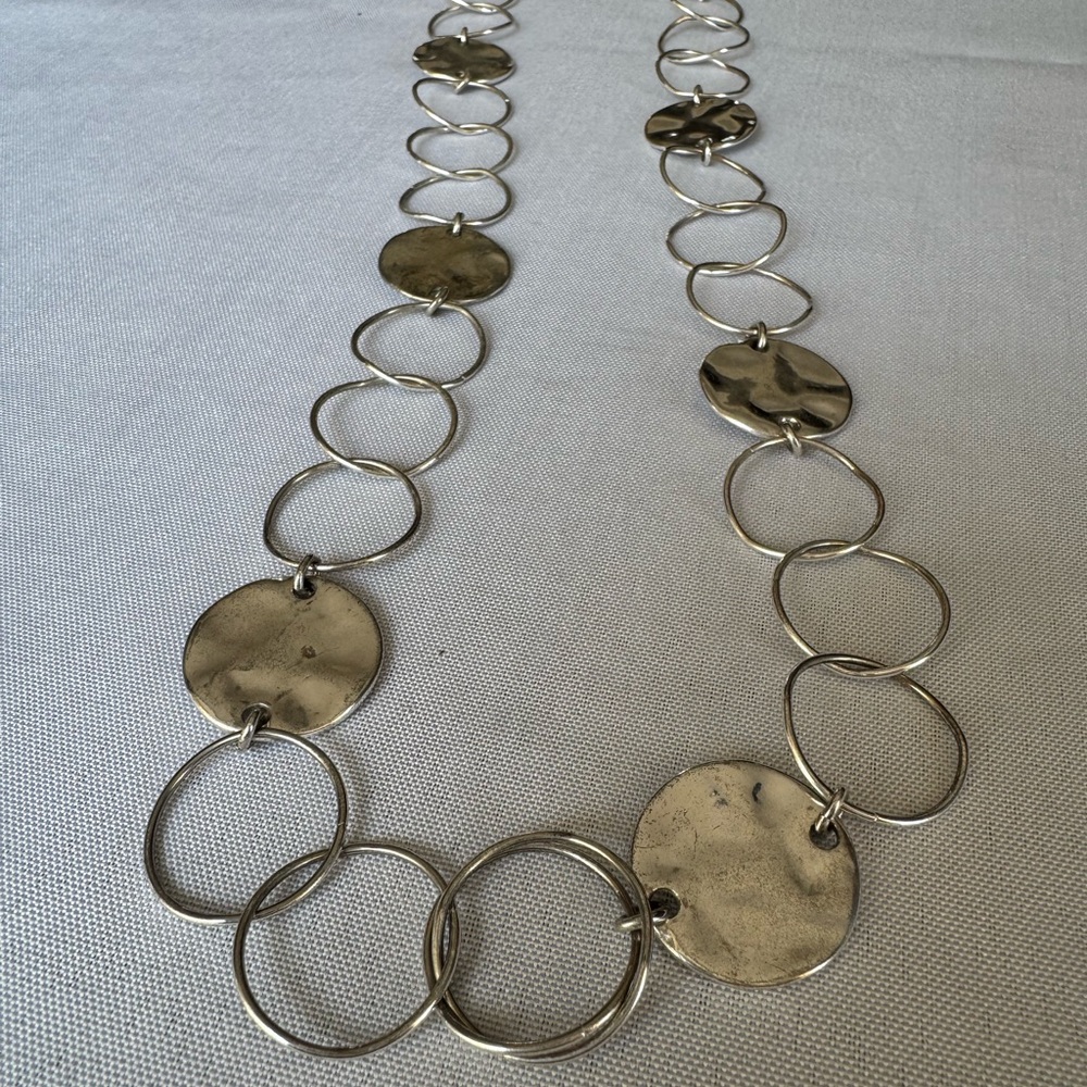 Dana Buchman Link Necklace with Hammered Discs